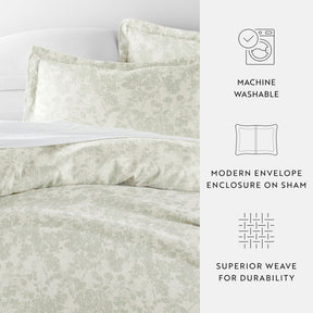 Weathered Floral Pattern 3-Piece Duvet Cover Set