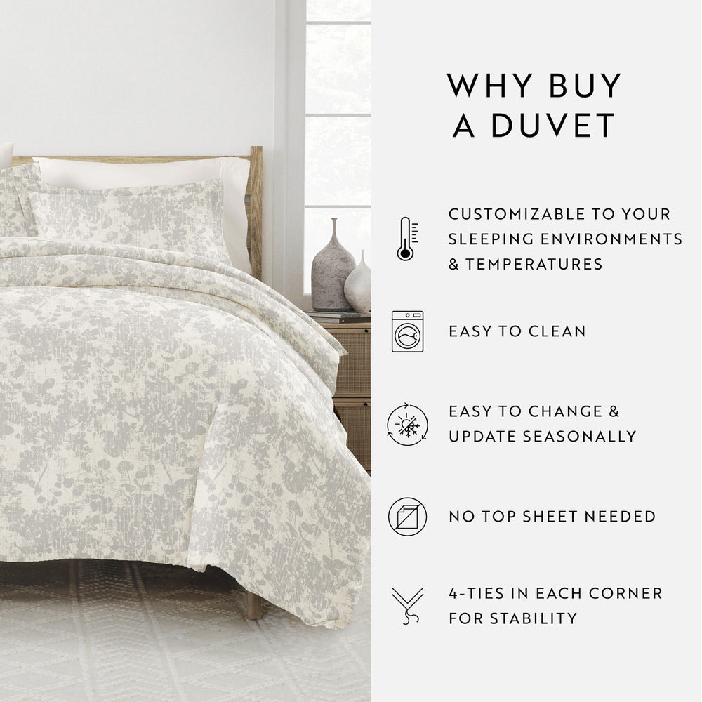 Weathered Floral Pattern 3-Piece Duvet Cover Set