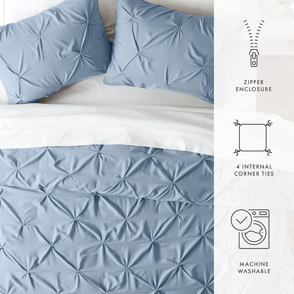 Pinch-Pleat 3-Piece Duvet Cover Set