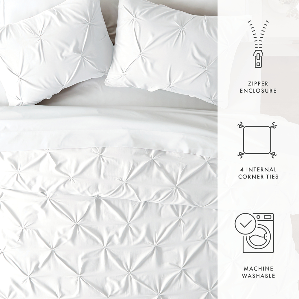 Pinch-Pleat 3-Piece Duvet Cover Set