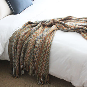 Cozy Colorful Striped Tassel Blanket