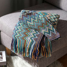 Cozy Colorful Striped Tassel Blanket