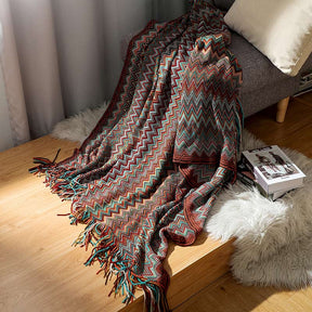 Cozy Colorful Striped Tassel Blanket