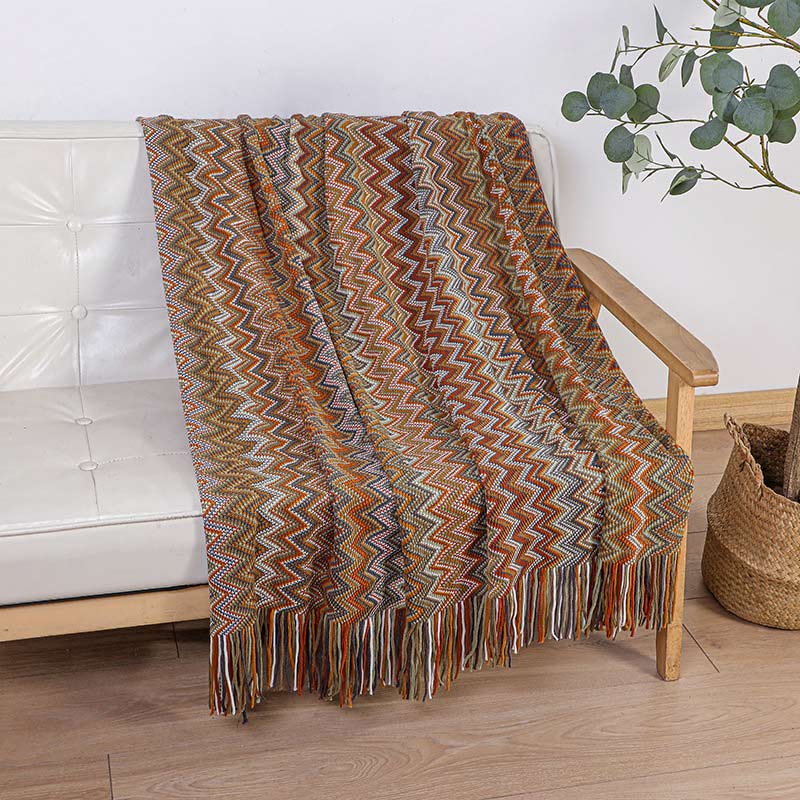 Cozy Colorful Striped Tassel Blanket