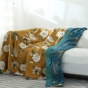 Cotton Flower Reversible Blanket Couch Cover