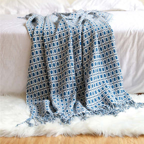 Knitted Sofa Blanket Couch Blanket With Tassels