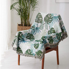 Palm Pattern Sofa Cover Tassel Blanket