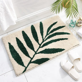 Green Leaf Print Soft Non-Slip Floor Rug