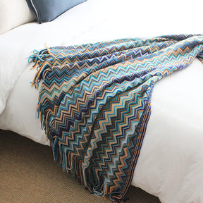 Cozy Colorful Striped Tassel Blanket