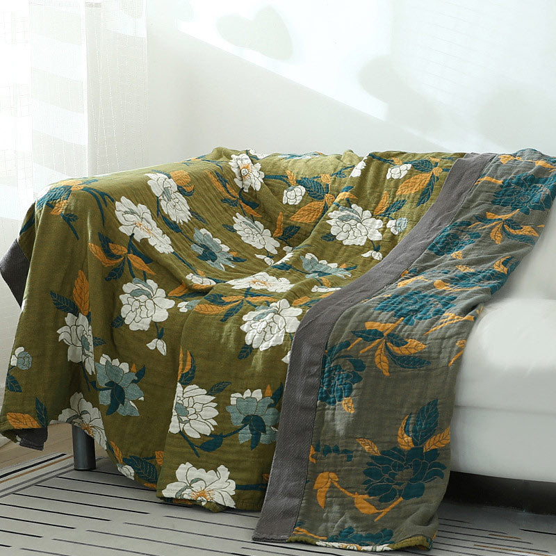 Cotton Flower Reversible Blanket Couch Cover