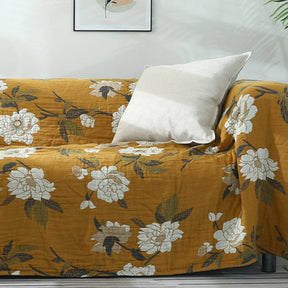 Cotton Flower Reversible Blanket Couch Cover