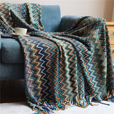 Cozy Colorful Striped Tassel Blanket