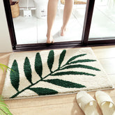 Green Leaf Print Soft Non-Slip Floor Rug