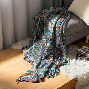 Cozy Colorful Striped Tassel Blanket