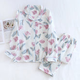 Chic Floral Cotton Gauze Nightwear Set