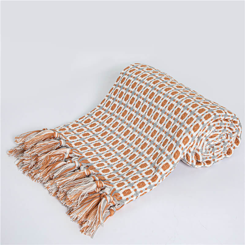 Knitted Sofa Blanket Couch Blanket With Tassels