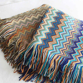 Cozy Colorful Striped Tassel Blanket